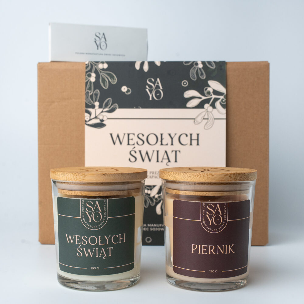 Zestaw Prezentowy Świąteczny 2 Świece Sojowe | Piernik, Zapach Świąt